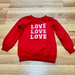 Willow & Wyatt Kids Red "LOVE LOVE LOVE" Graphic Sweatshirt, girls Size 3T